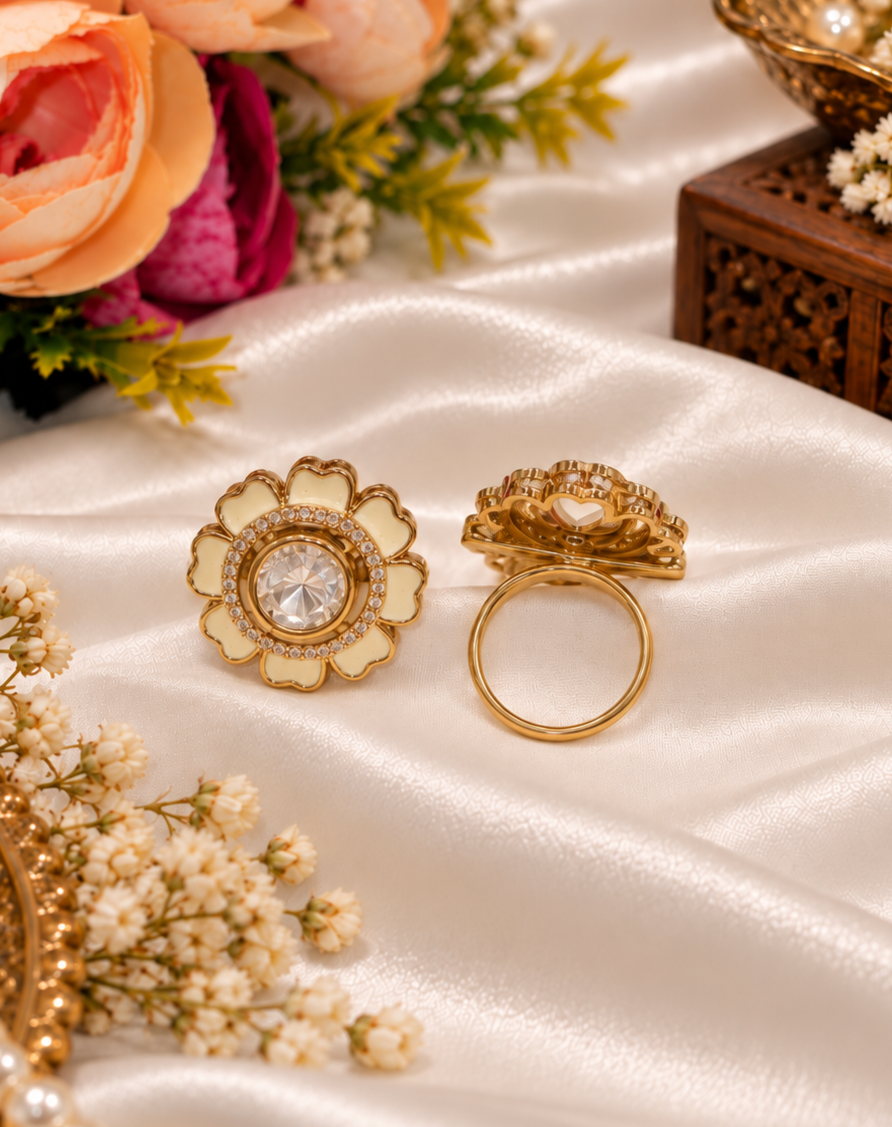 Royal Floral Kundan Ring